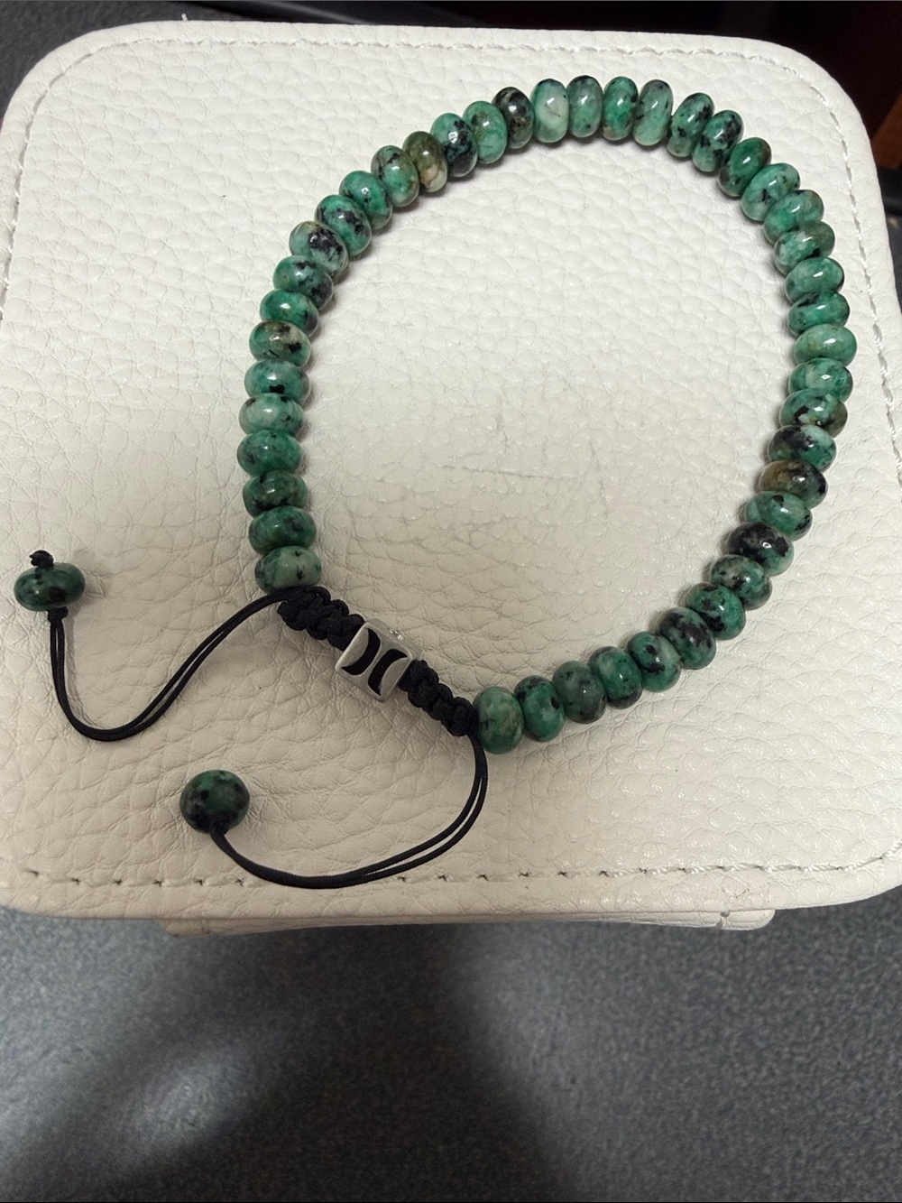 Adjustable Green and Black Beaded Bracelet